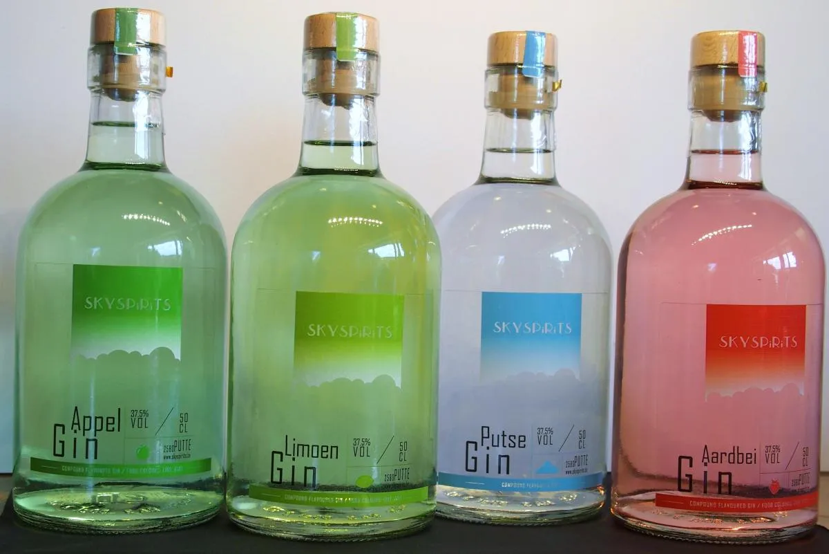 SKYSPiRiTS gin collectie — Appel, Limoen, Putse en Aardbei Gin